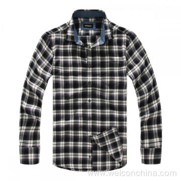 100% cotton black white flannel shirt